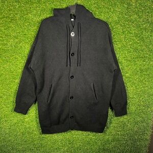 Unbranded Black Hooded Knit Cardigan Button Front Sweater Mens XL Oversized